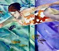 Study For Underwater- 14" x 17"-watercolor- $400