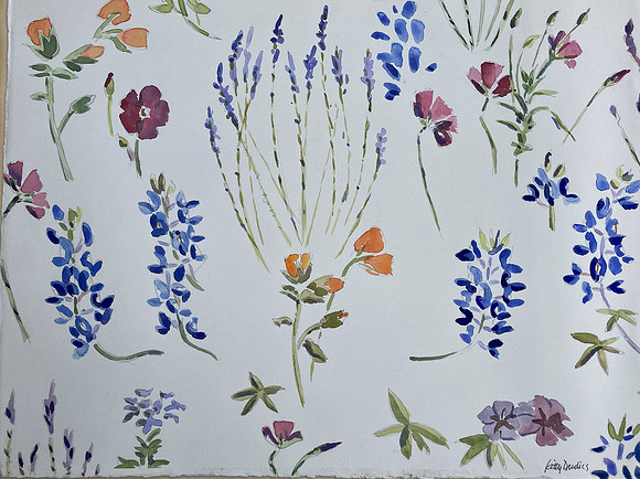 Wildflowers- Goliad- 15" x 20" -watercolor  $600