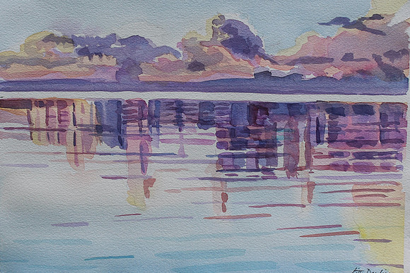 PEACH SONATA- 111" x 15" - watercolor on paper