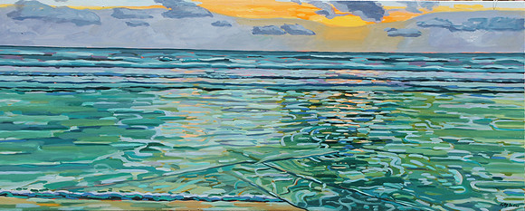 CURRENTS- (N. Padre Island )- oil on canvas)- 60" x 24"
