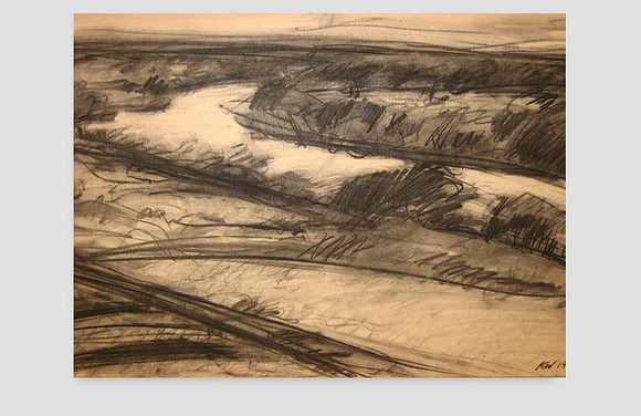 Rio Grande River from Richter Place - drawing 22"x15" $300