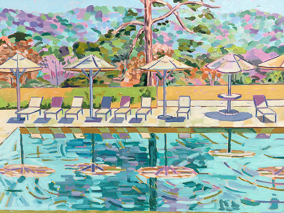 Keswick Hall Pool (Blue Ridge Mountain Series)- oil on canvas- 30" x 40"- IMG 3020 - $2500