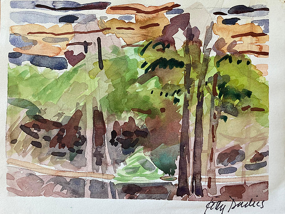 Frio River, Laity Lodge-6" x 7"- watercolor- $200