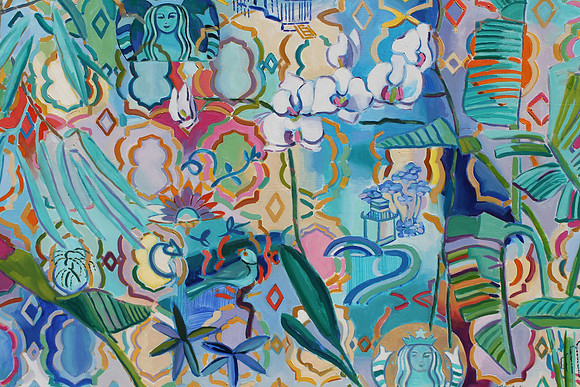 Mermaid Garden - oil on canvas- 32" x 42" - $1800