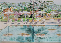 Pool at Keswick, 11" x 15" watercolor- Sold